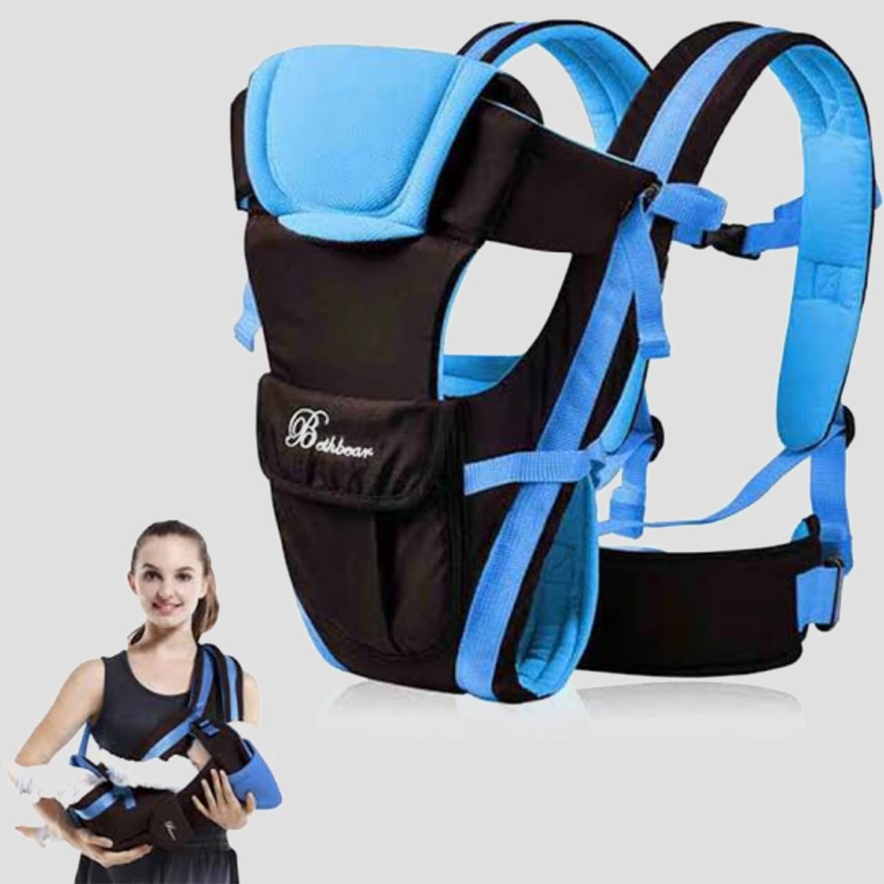 Beth Bear Baby Brand Carrier Backpack Breathable Front Facing 4 in 1 Infant Comfortable(Black Blue)